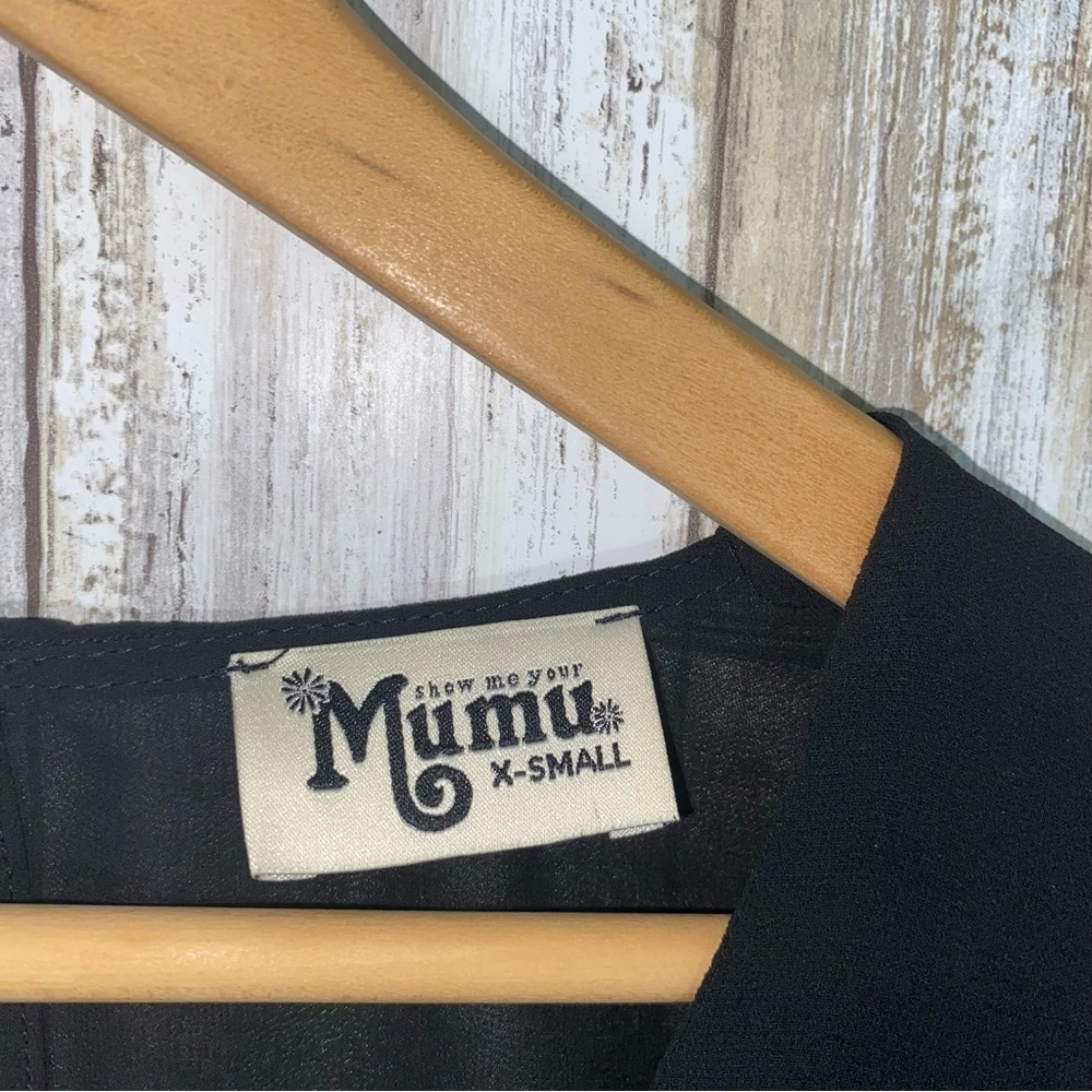 Show Me Your Mumu Nicolette Sheer Black Blouse Wide Sleeve Boho Western XS - Picture 7 of 8